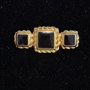 Anne Klein Vintage Black and Gold Tone Women's Brooch